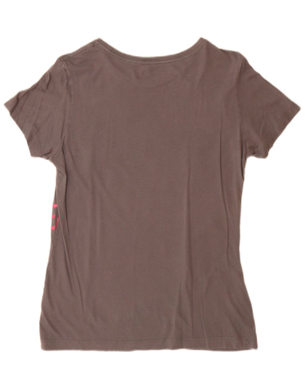 Nike Womens Slim Fit Graphic T-Shirt Top UK 14 Large Grey Cotton