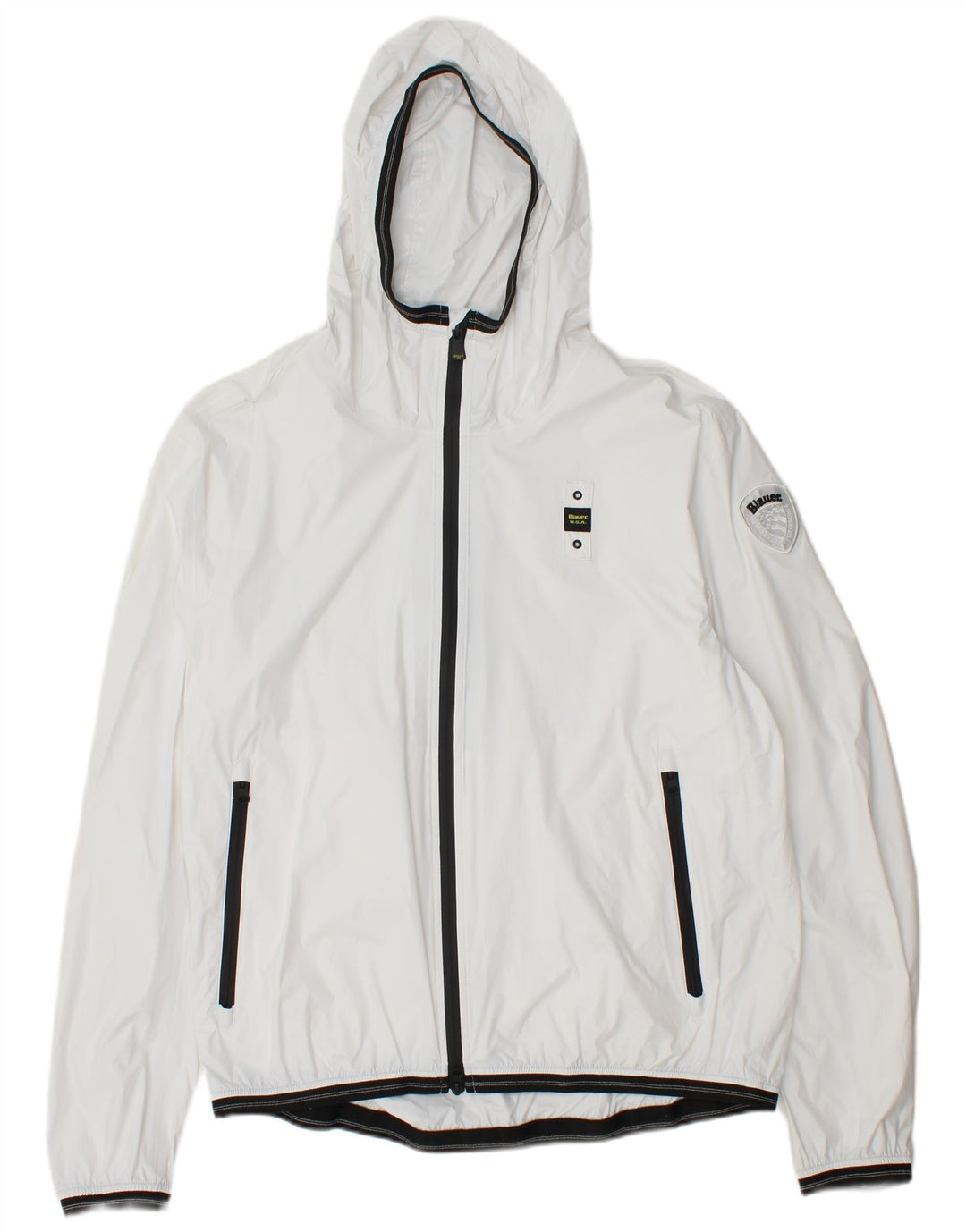 BLAUER Womens Hooded Rain Jacket UK 20 2XL White Polyamide