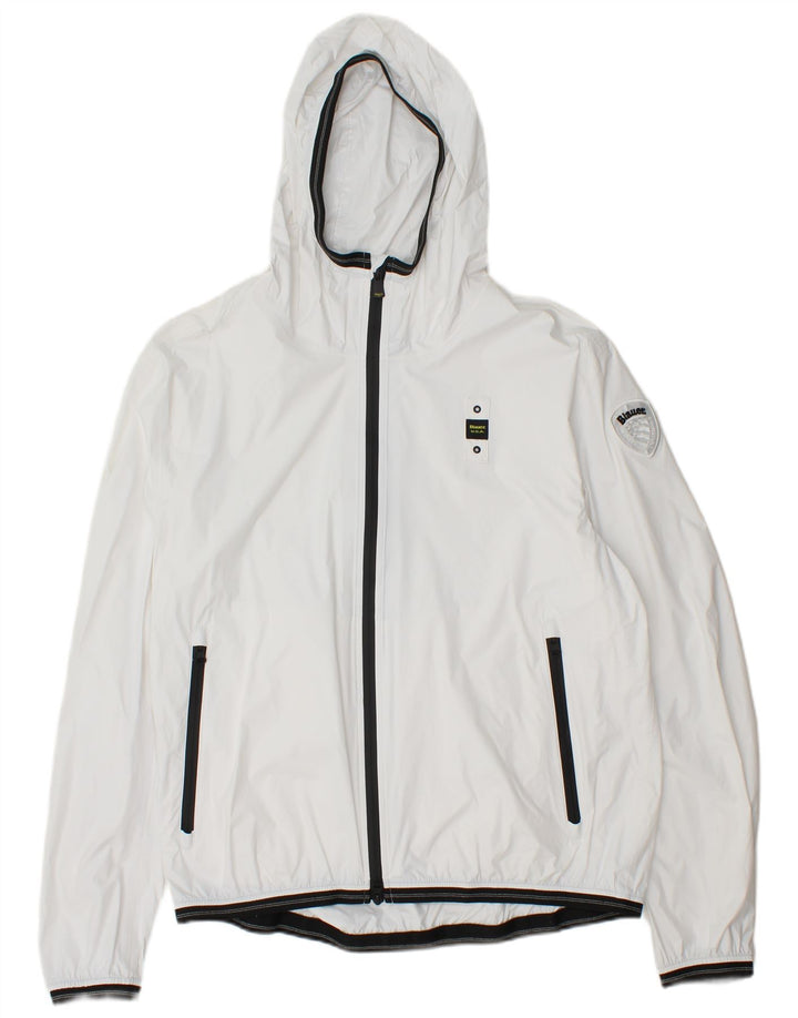 BLAUER Womens Hooded Rain Jacket UK 20 2XL White Polyamide