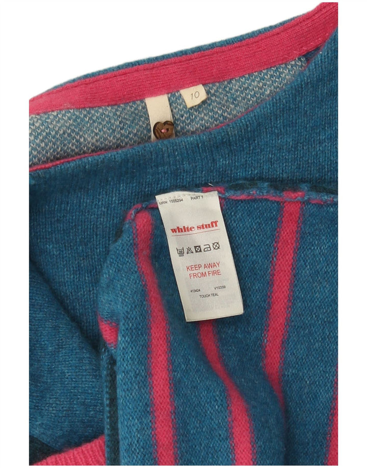 White Stuff Womens Jumper Sweater UK 10 Small Blue Striped Lambswool