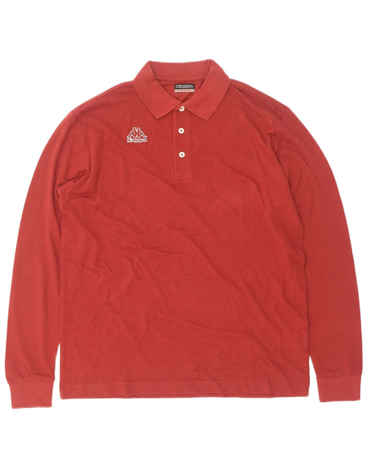 Kappa Mens Long Sleeve Polo Shirt Large Red Cotton