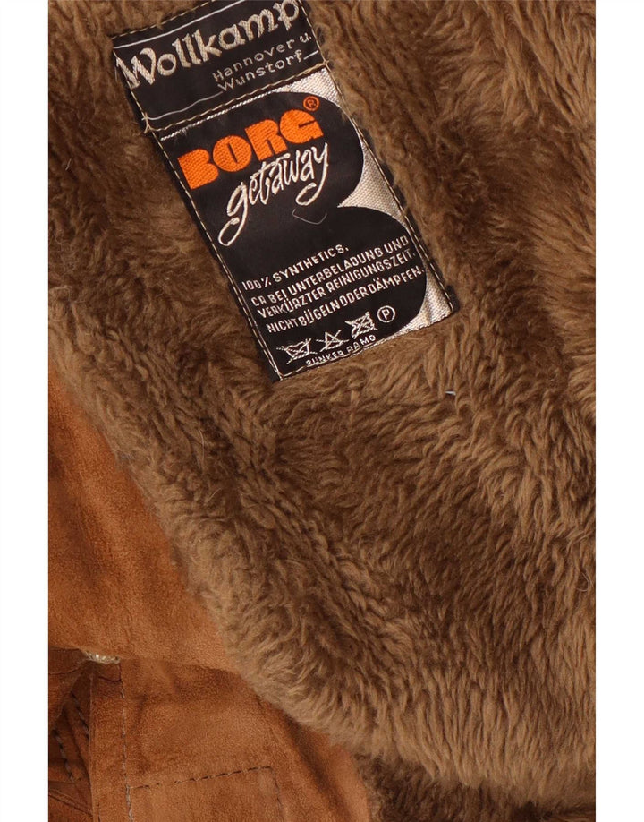 Vintage Womens Suede Overcoat UK 10 Small Brown