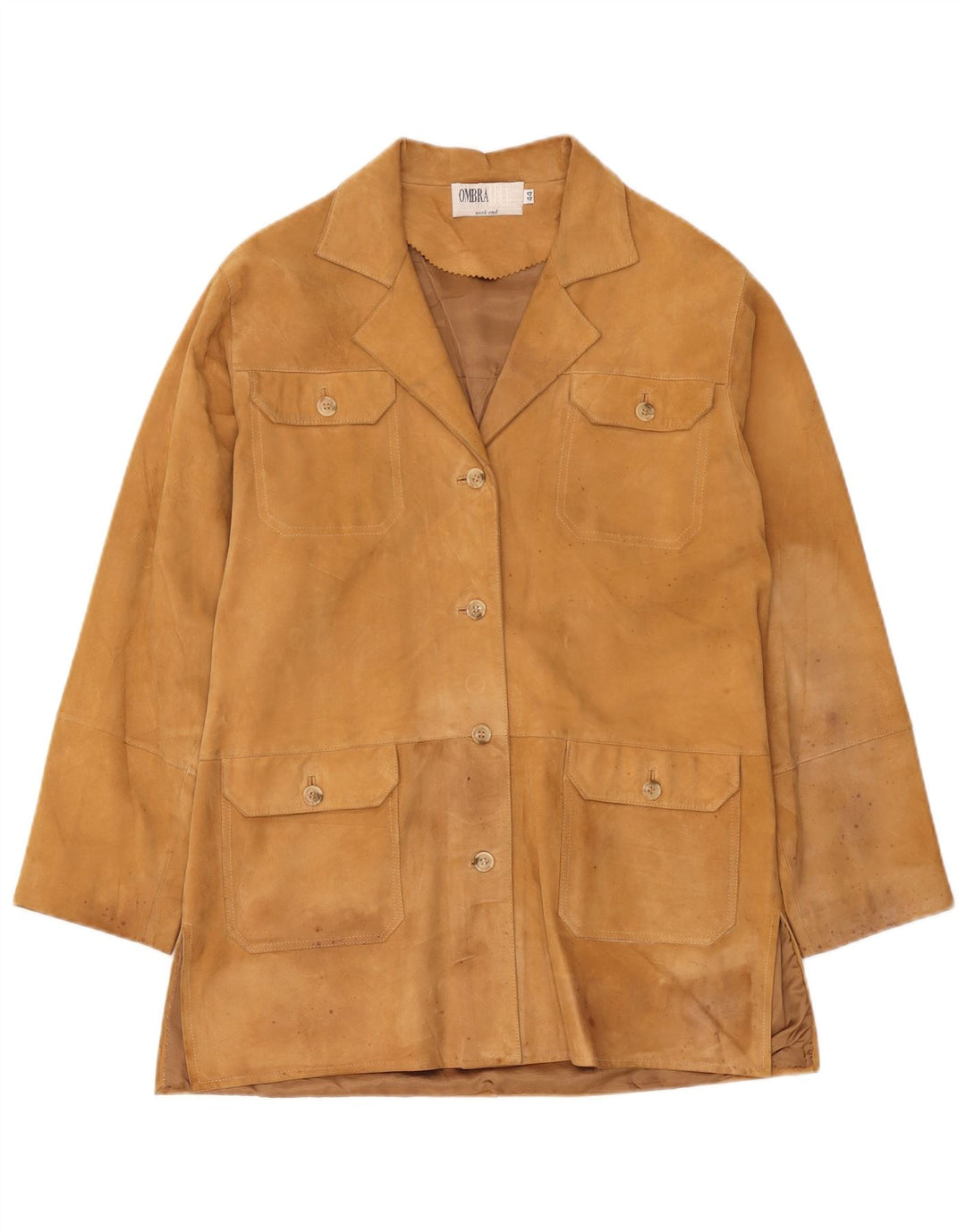 Ombraluce Womens Suede Overcoat IT 44 Medium Beige