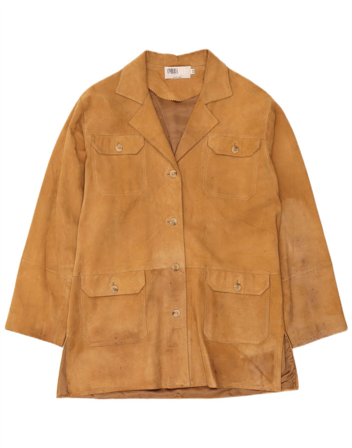 Ombraluce Womens Suede Overcoat IT 44 Medium Beige