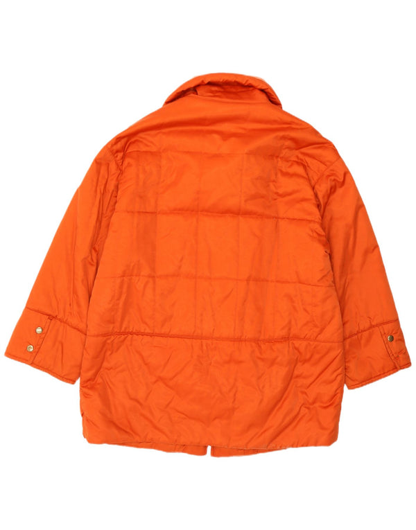 Vintage Womens Oversized Padded Jacket UK 14 Large Orange Cotton