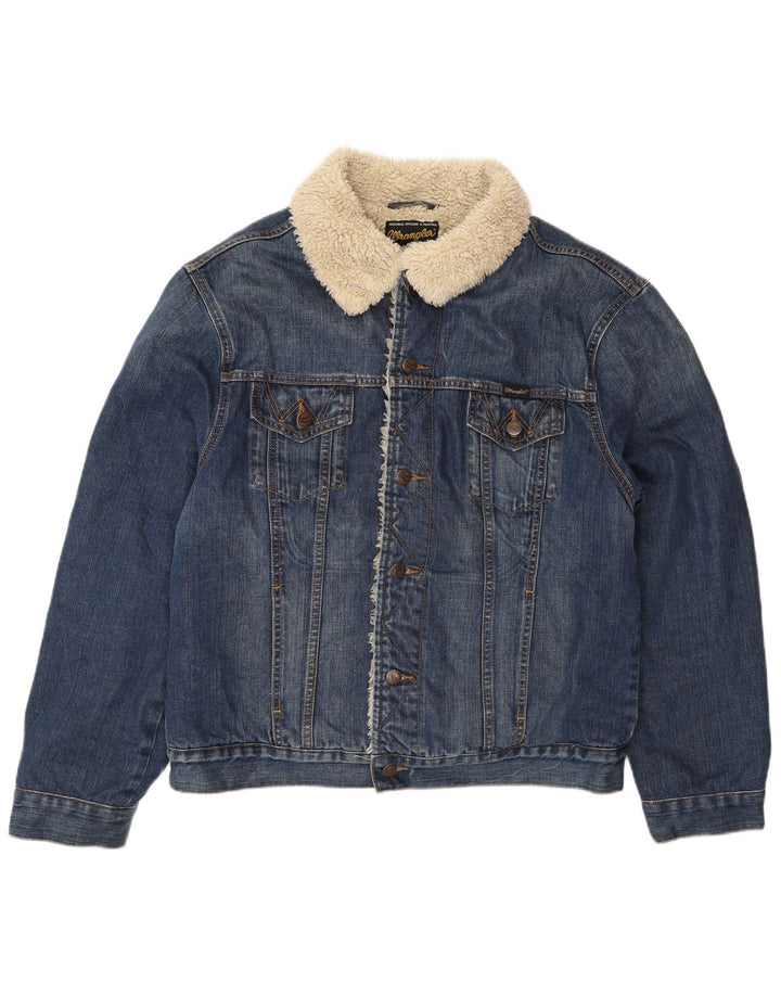 Wrangler Mens Denim Denim Jacket UK 40 Large Blue Cotton