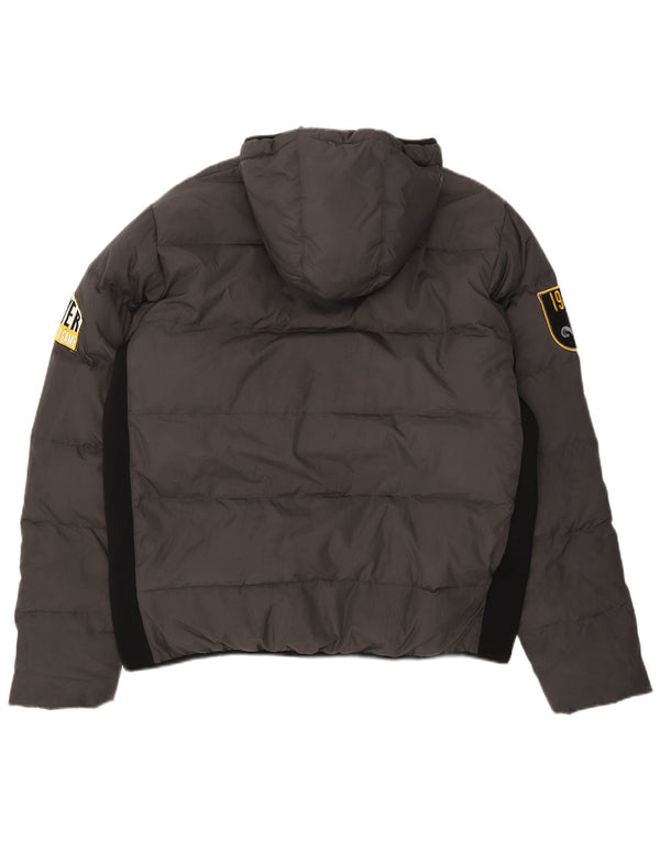 Playlife Mens Hooded Padded Jacket UK 44 2XL Grey Colourblock Polyester