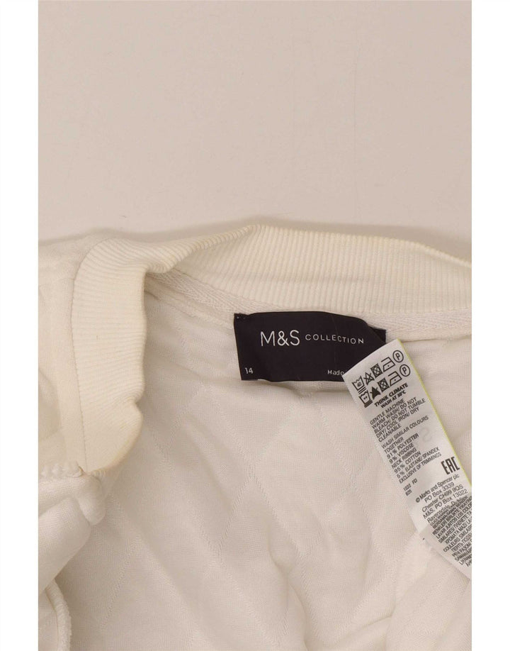 Marks & Spencer Womens Quilted Jacket UK 14 Large  White Polyester