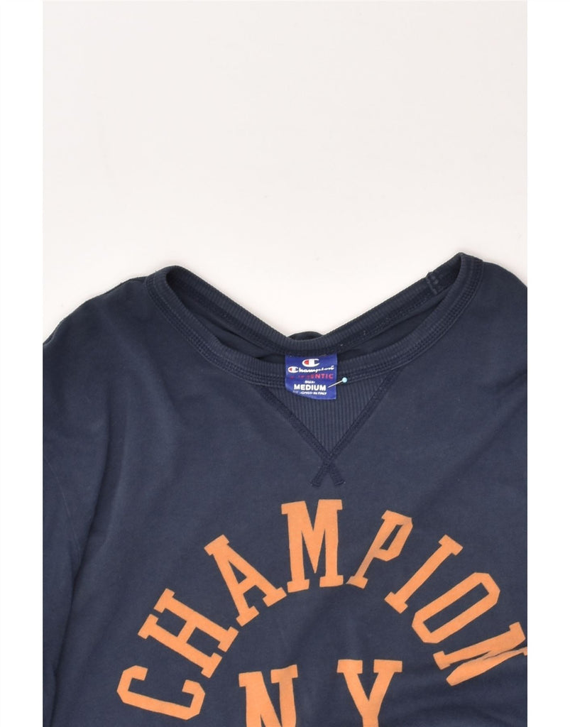 CHAMPION Mens Authentic Graphic Top Long Sleeve Medium Navy Blue Cotton | Vintage Champion | Thrift | Second-Hand Champion | Used Clothing | Messina Hembry 