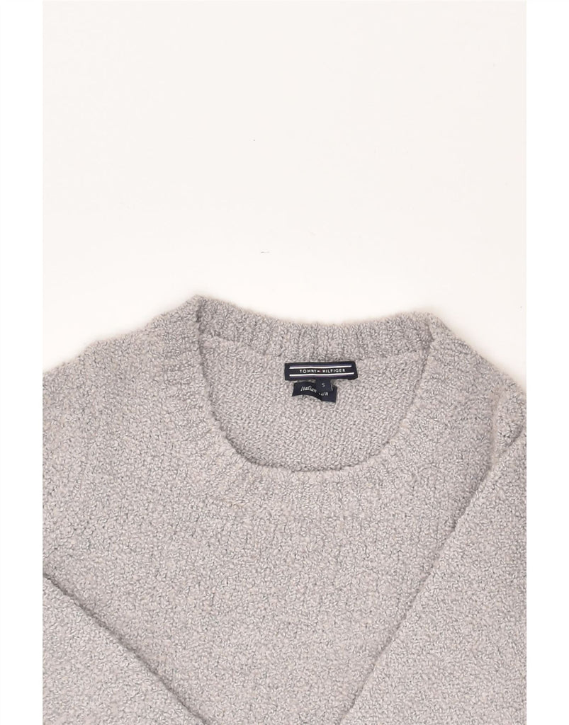 TOMMY HILFIGER Womens Boat Neck Jumper Sweater UK 10 Small Grey Wool | Vintage Tommy Hilfiger | Thrift | Second-Hand Tommy Hilfiger | Used Clothing | Messina Hembry 