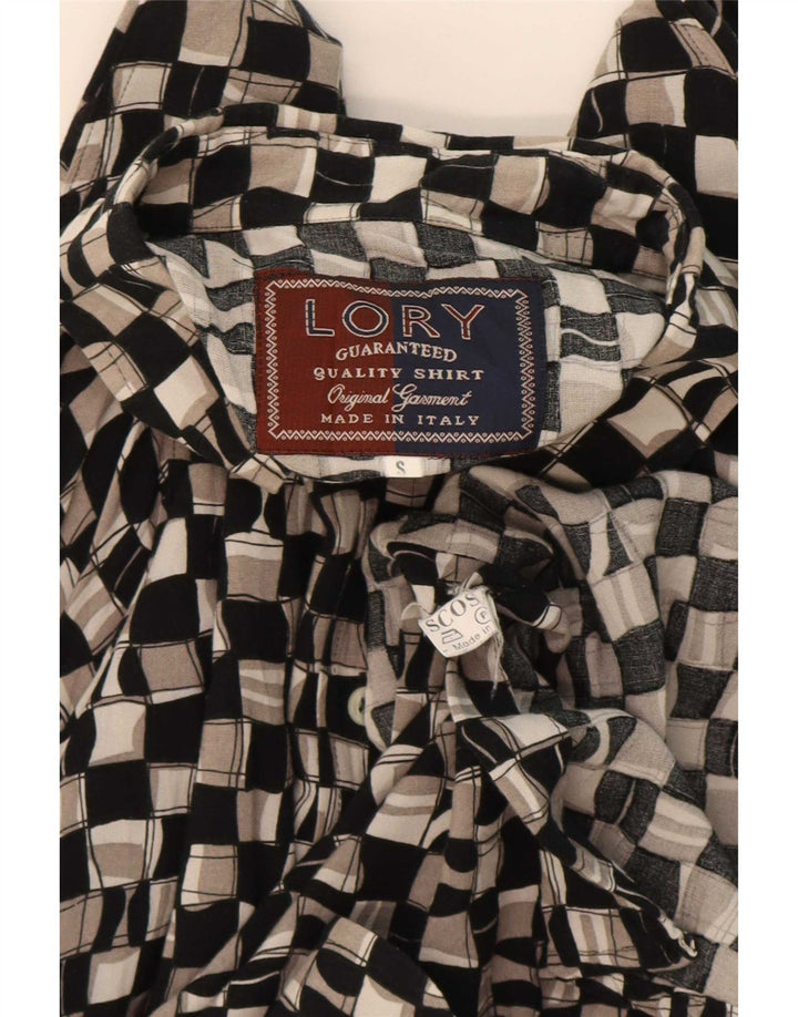 Vintage Mens Shirt Small Black Geometric Viscose