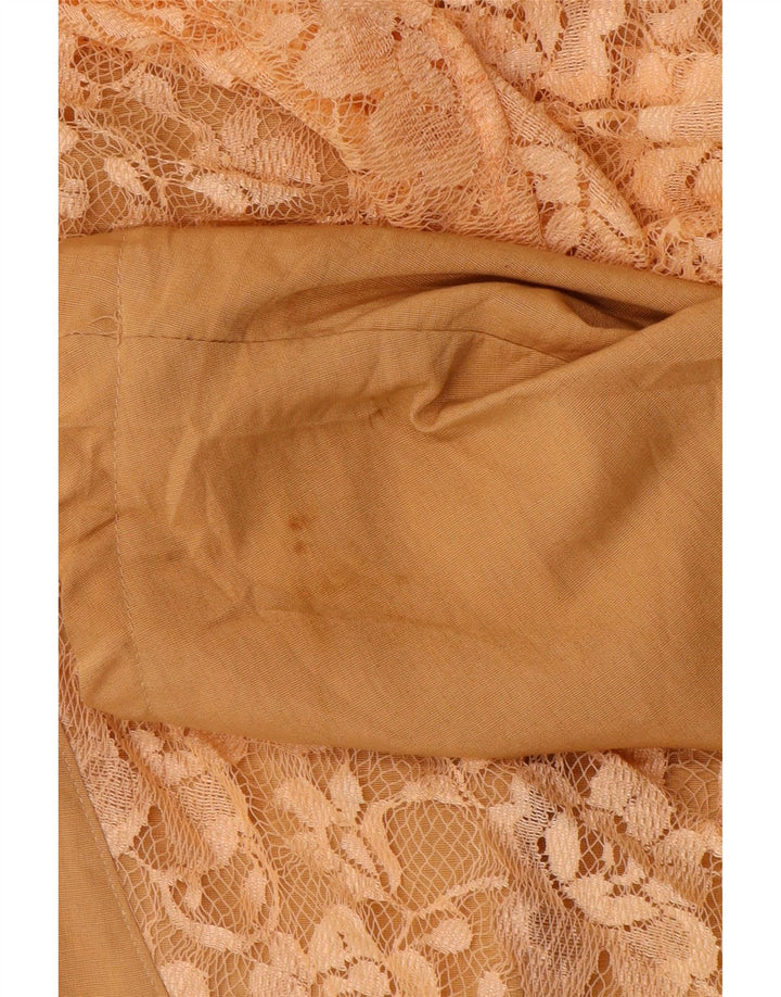 Vintage Womens Bolero Jacket UK 14 Medium Beige Floral Wool