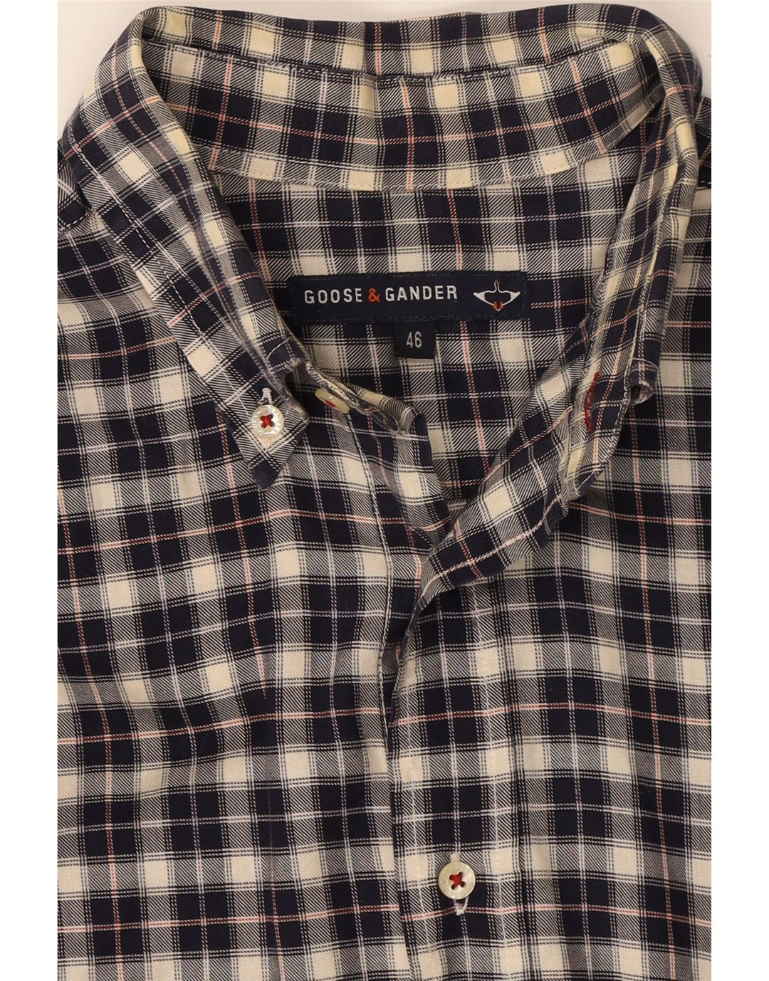 GOOSE & GANDER Mens Flannel Shirt Size 46 XL Navy Blue Check Vintage Goose & Gander and Second-Hand Goose & Gander from Messina Hembry 