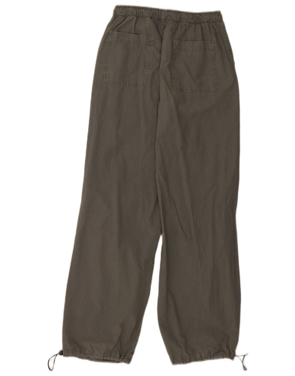 Zara Womens Wide Leg Casual Trousers EU 34 2XS W24 L30 Grey Check Cotton