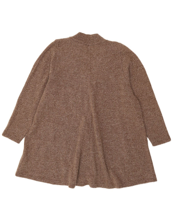 Vintage Womens Longline Oversized Cardigan Sweater UK 14 Medium Brown Wool