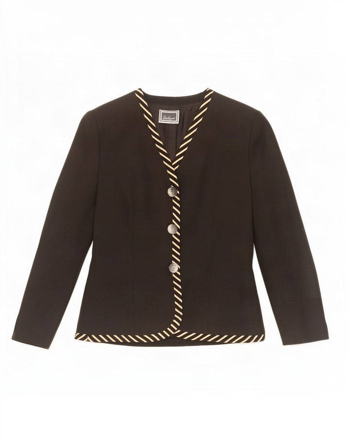 Luisa Spagnoli Womens 3 Button Blazer Jacket UK 12 Medium Black Striped