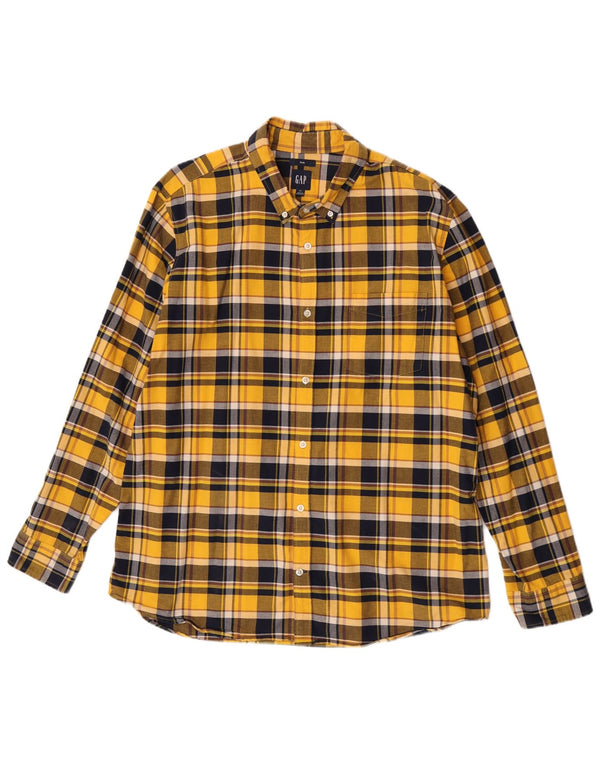 Gap Mens Slim Flannel Shirt 2XL Yellow Check Cotton