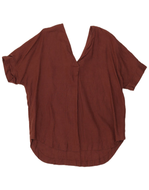 Marks & Spencer Womens Tunic Top UK 14 Large Brown Linen