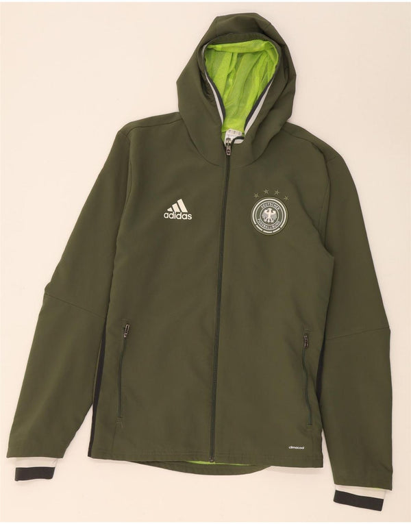 Adidas Mens Deutscher Fussball Bund Hooded Rain Jacket UK 38 Medium Khaki