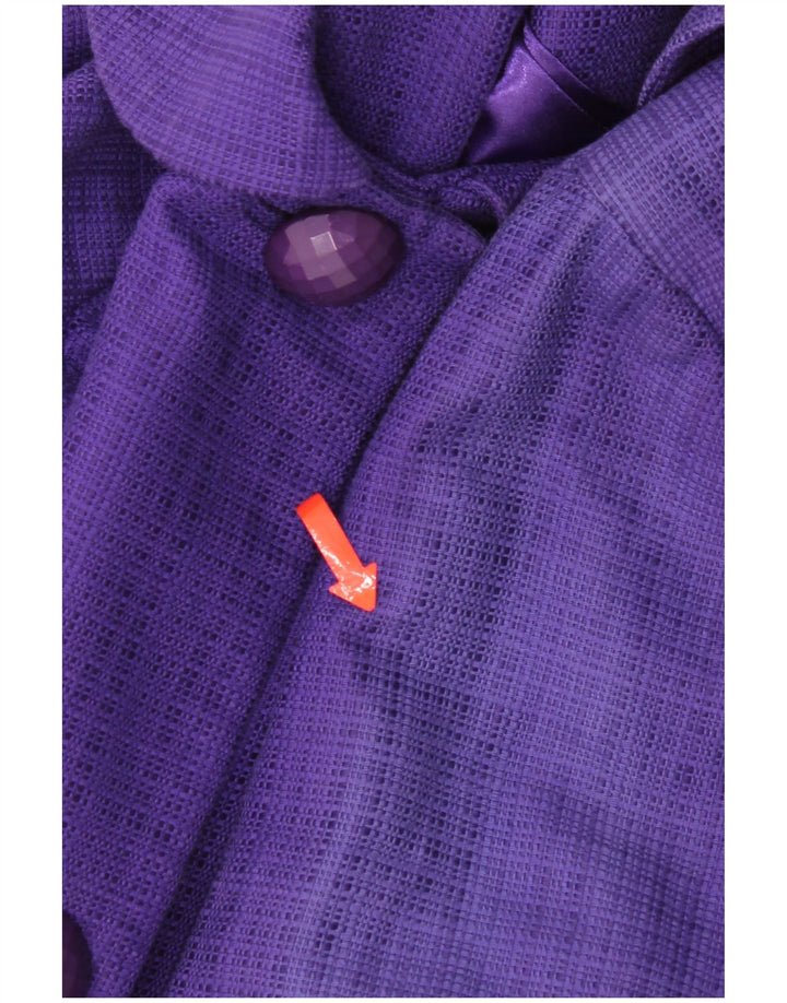 Monsoon Womens Overcoat UK 12 Medium Purple Cotton