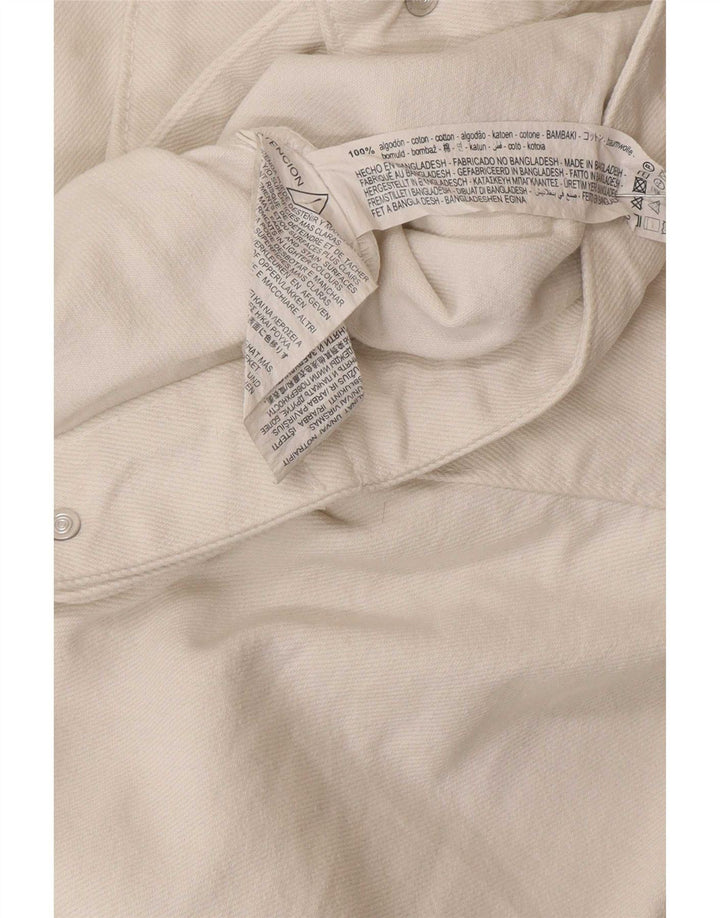Zara Womens Crop Oversized Denim Jacket UK 6 XS White Cotton
