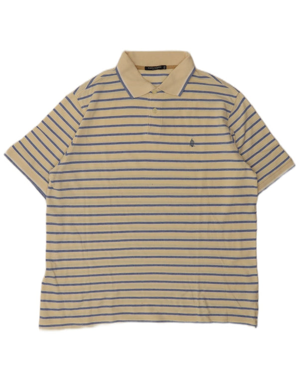 Marina Yachting Mens Polo Shirt 2XL Beige Striped Cotton