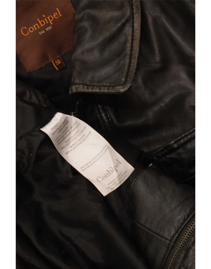 Conbipel Mens Leather Jacket IT 56 2XL Black