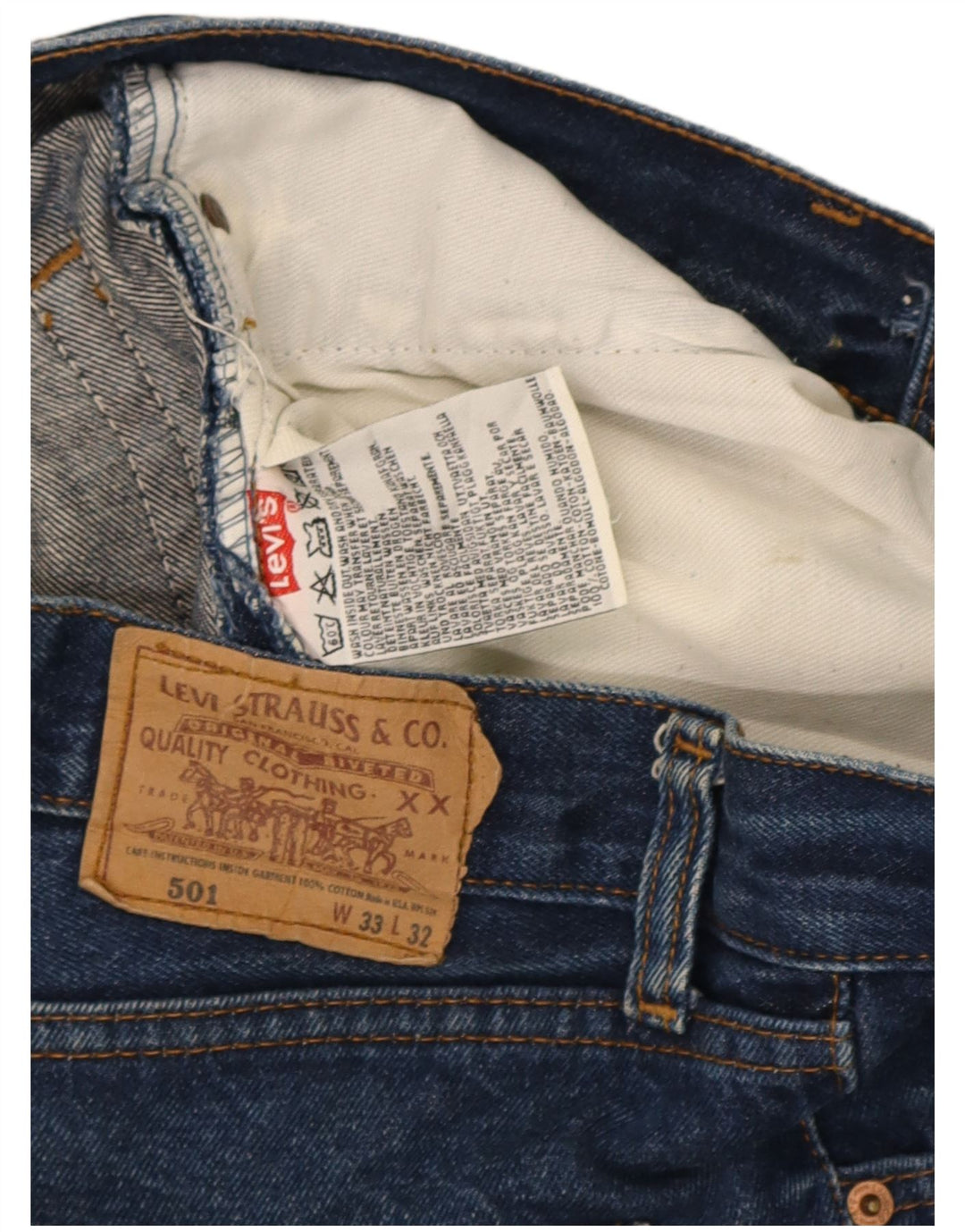 Levi's Mens 501 Straight Jeans W33 L30 Navy Blue Cotton