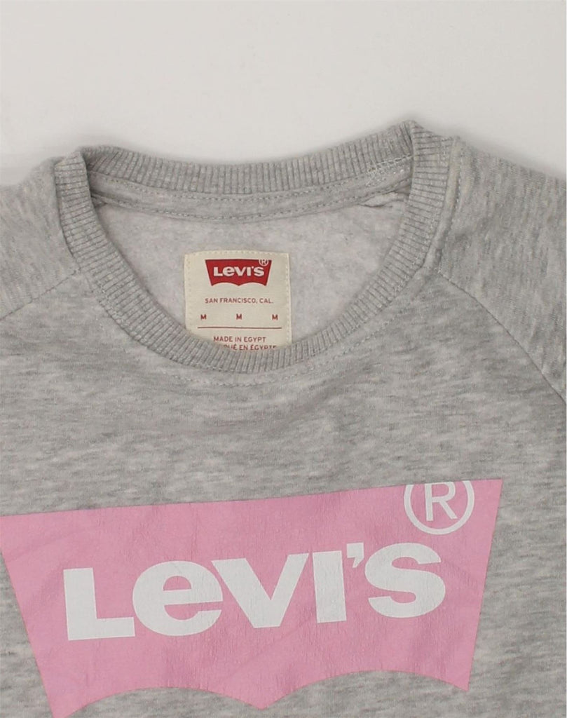 LEVI'S Girls Graphic Sweatshirt Jumper 8-9 Years Medium Grey Cotton | Vintage Levi's | Thrift | Second-Hand Levi's | Used Clothing | Messina Hembry 