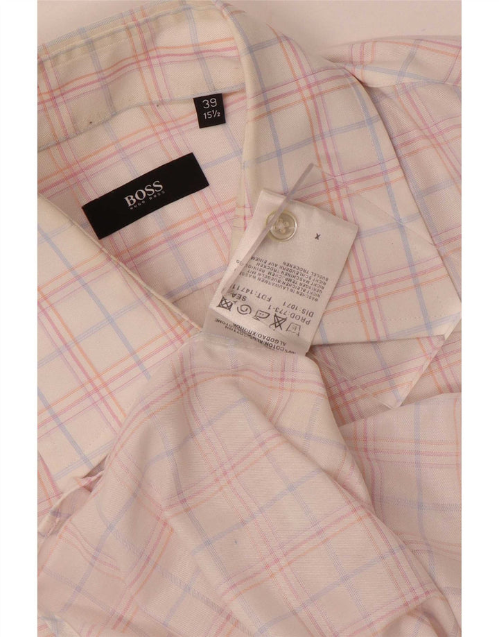 Hugo Boss Mens Shirt Size 39 15 1/2 Medium Multicoloured Check Cotton