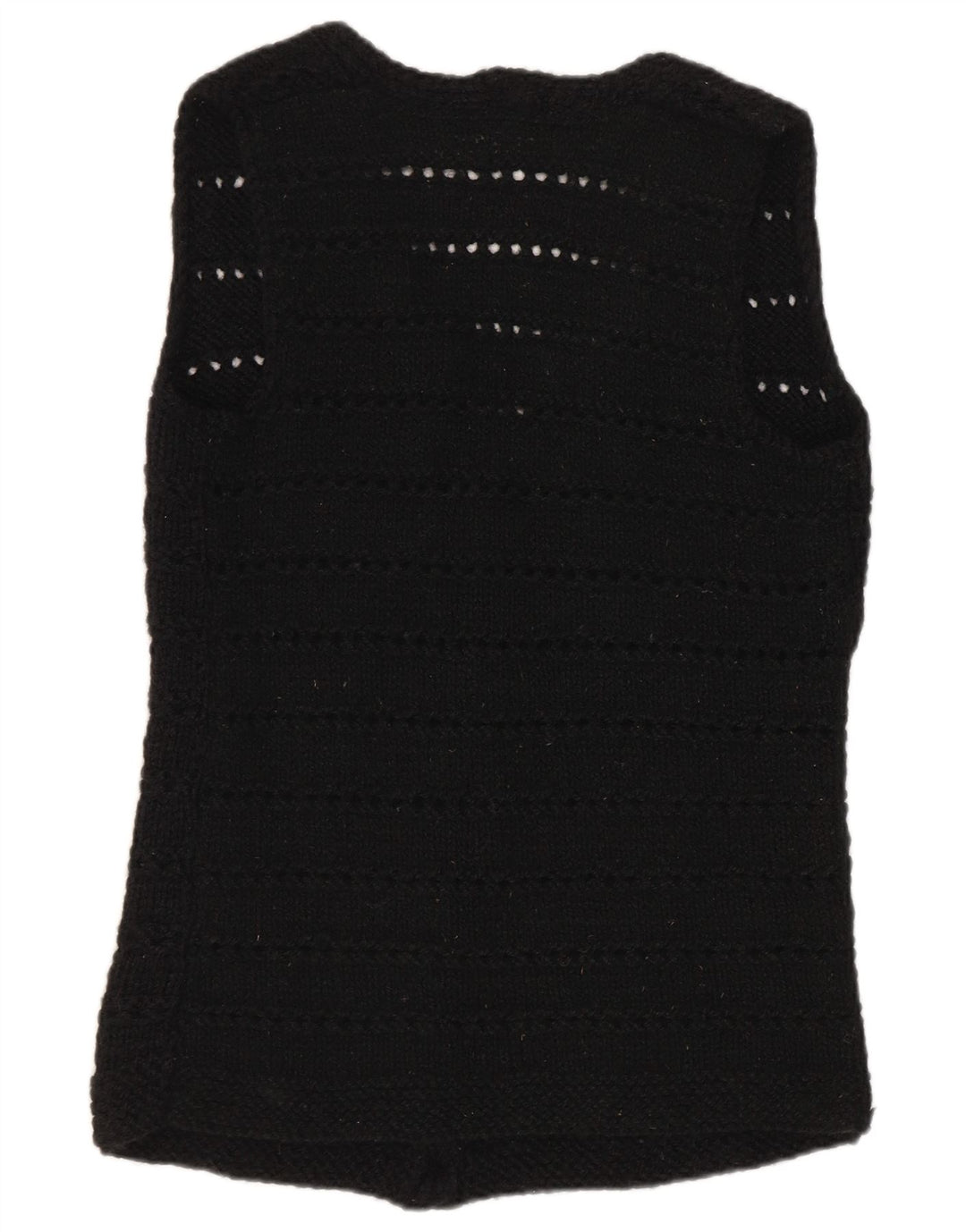 Vintage Womens Sleeveless Cardigan Sweater UK 12 Medium Black