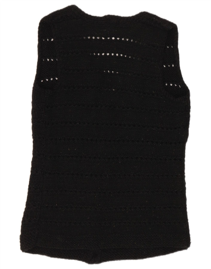 Vintage Womens Sleeveless Cardigan Sweater UK 12 Medium Black