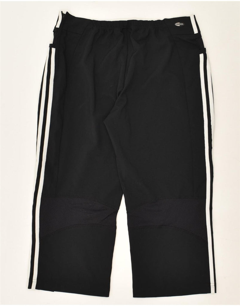 ADIDAS Womens Capri Tracksuit Trousers UK 12 Medium Black Polyester | Vintage Adidas | Thrift | Second-Hand Adidas | Used Clothing | Messina Hembry 