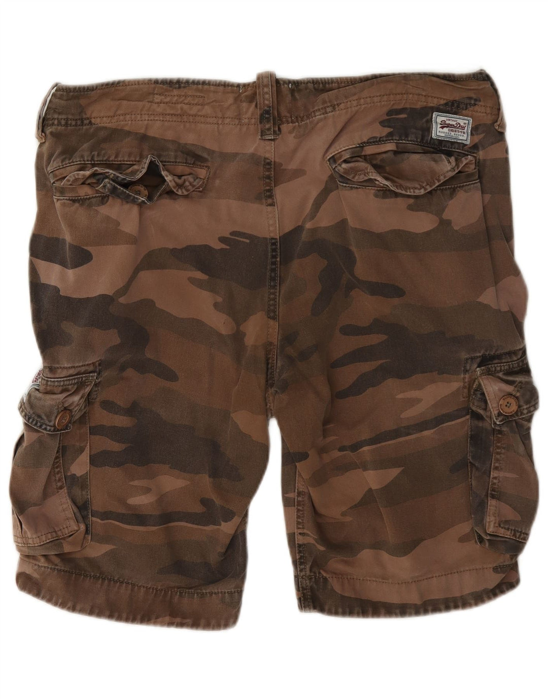 Superdry Mens Cargo Shorts Large W36 Brown Camouflage Cotton
