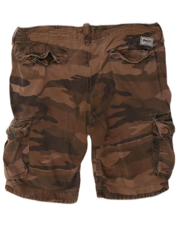 Superdry Mens Cargo Shorts Large W36 Brown Camouflage Cotton