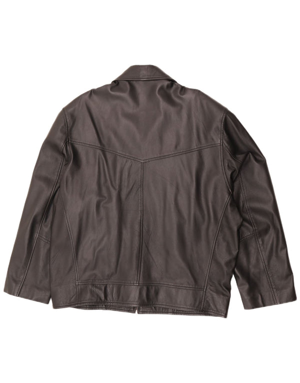 Admiral Womens Leather Jacket UK 20 2XL Black Lambskin