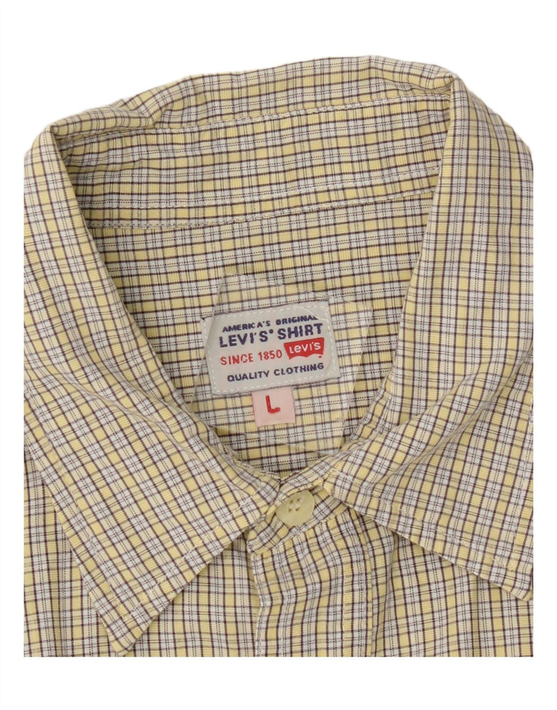 LEVI'S Mens Short Sleeve Shirt Large Yellow Check Cotton Vintage Levi's and Second-Hand Levi's from Messina Hembry 