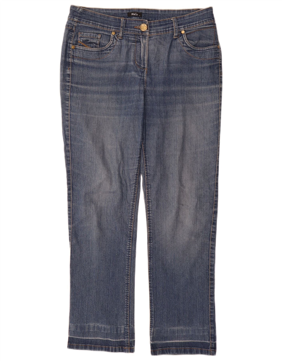 M&Co Womens Straight Jeans UK 12 Medium W32 L30 Blue