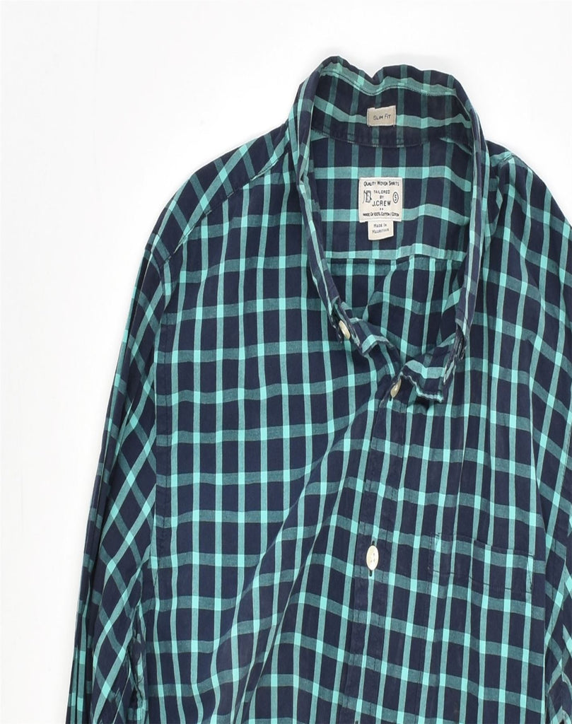 J. CREW Mens Slim Fit Shirt Small Green Check Cotton | Vintage | Thrift | Second-Hand | Used Clothing | Messina Hembry 