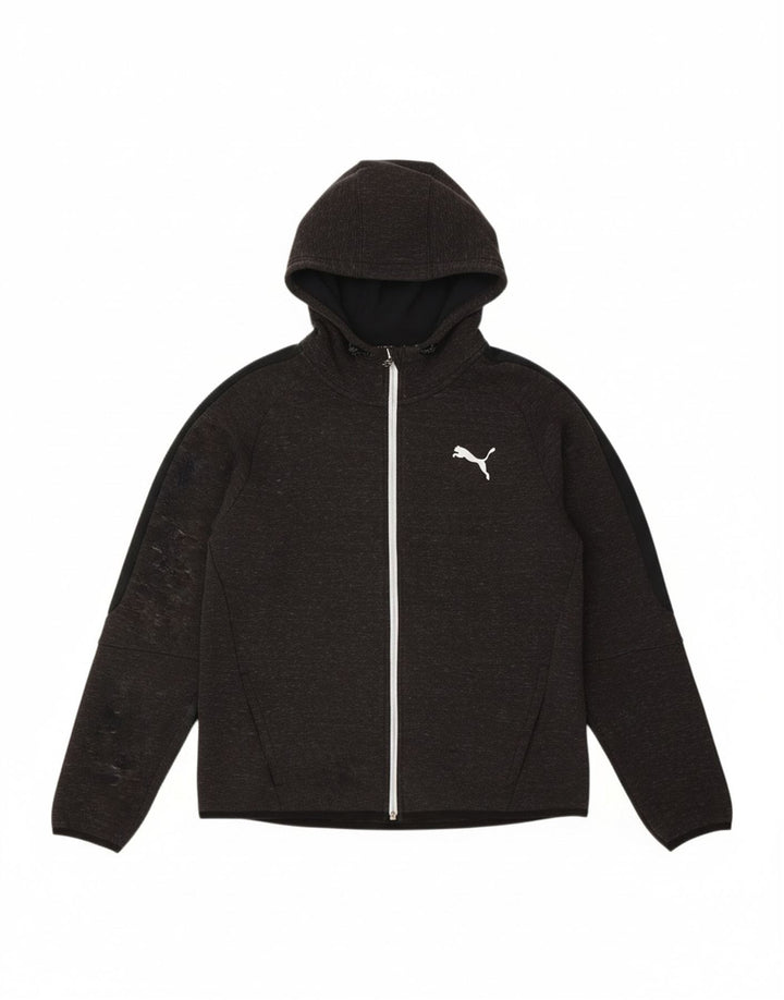 PUMA Mens Zip Hoodie Sweater Large Grey Colourblock Cotton