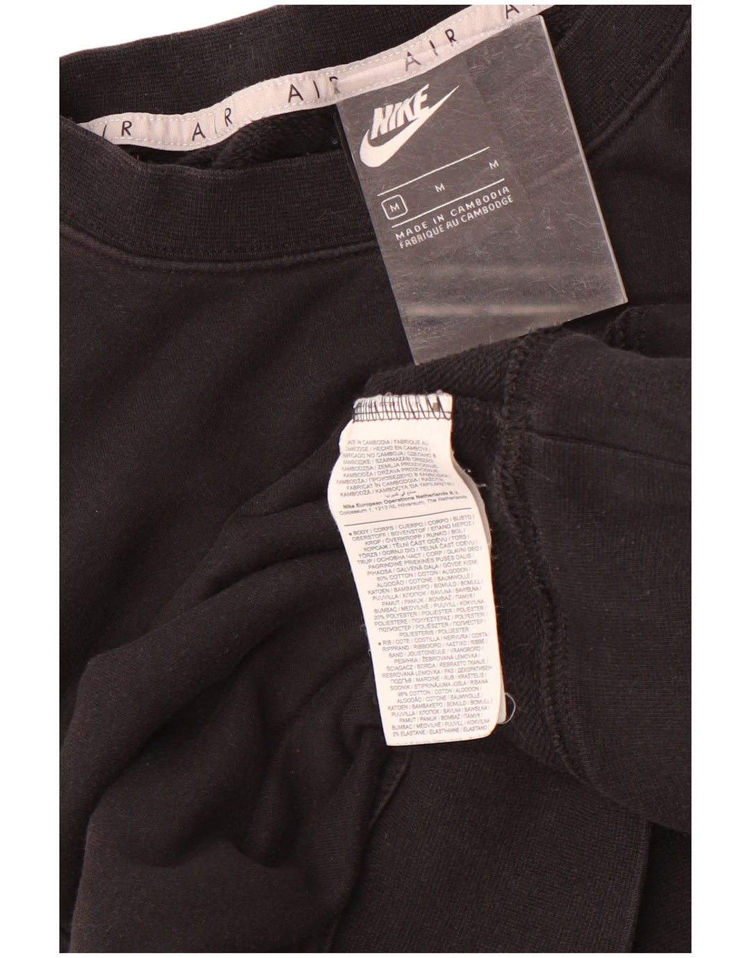 Nike Womens Nike Air Crop Graphic Sweatshirt Jumper UK 14 Medium Black