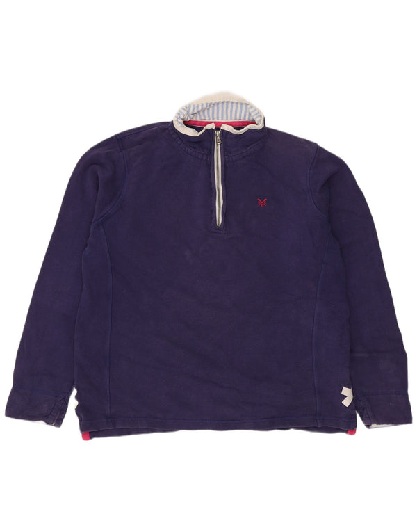Crew Clothing Womens Zip Neck Sweatshirt Jumper UK 16 Large Navy Blue