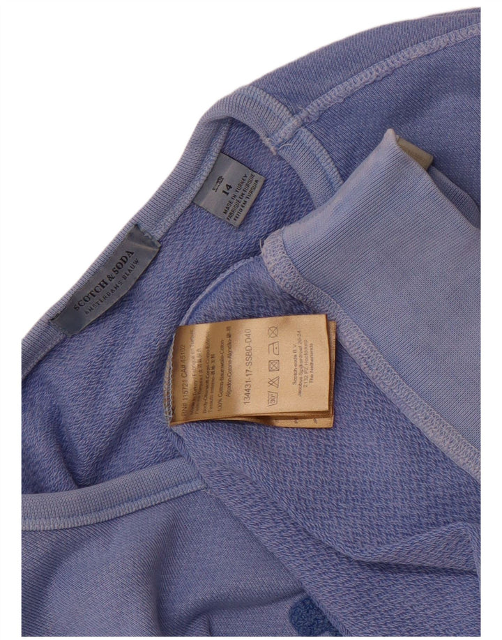 Scotch & Soda Womens Graphic Sweatshirt Jumper UK 14 Medium Blue Cotton