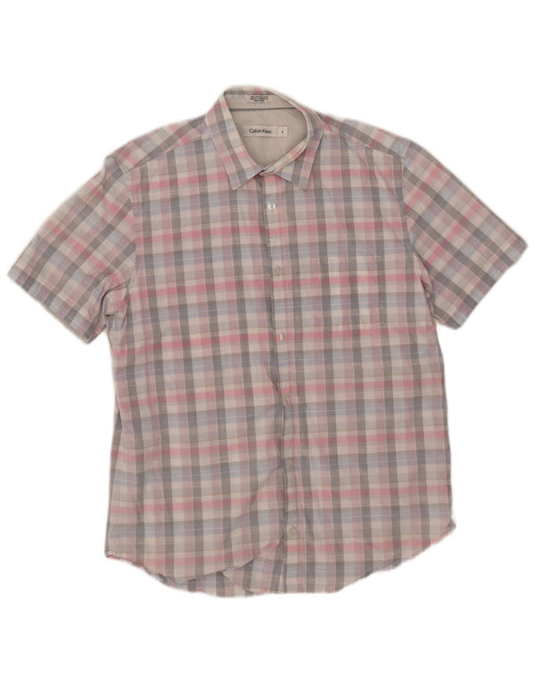 Calvin Klein Mens Short Sleeve Shirt Medium Multicoloured Check Cotton