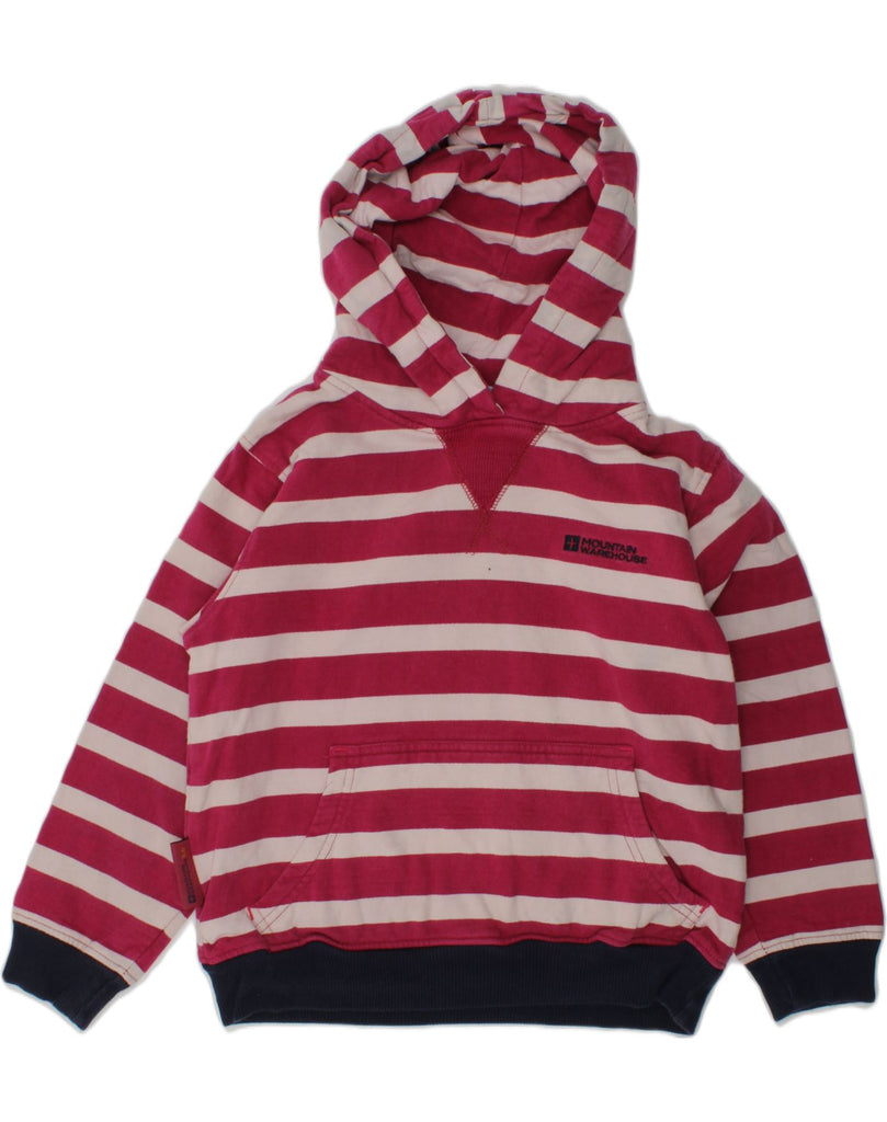 MOUNTAIN WAREHOUSE Girls Hoodie Jumper 7-8 Years Pink Striped Cotton | Vintage Mountain Warehouse | Thrift | Second-Hand Mountain Warehouse | Used Clothing | Messina Hembry 