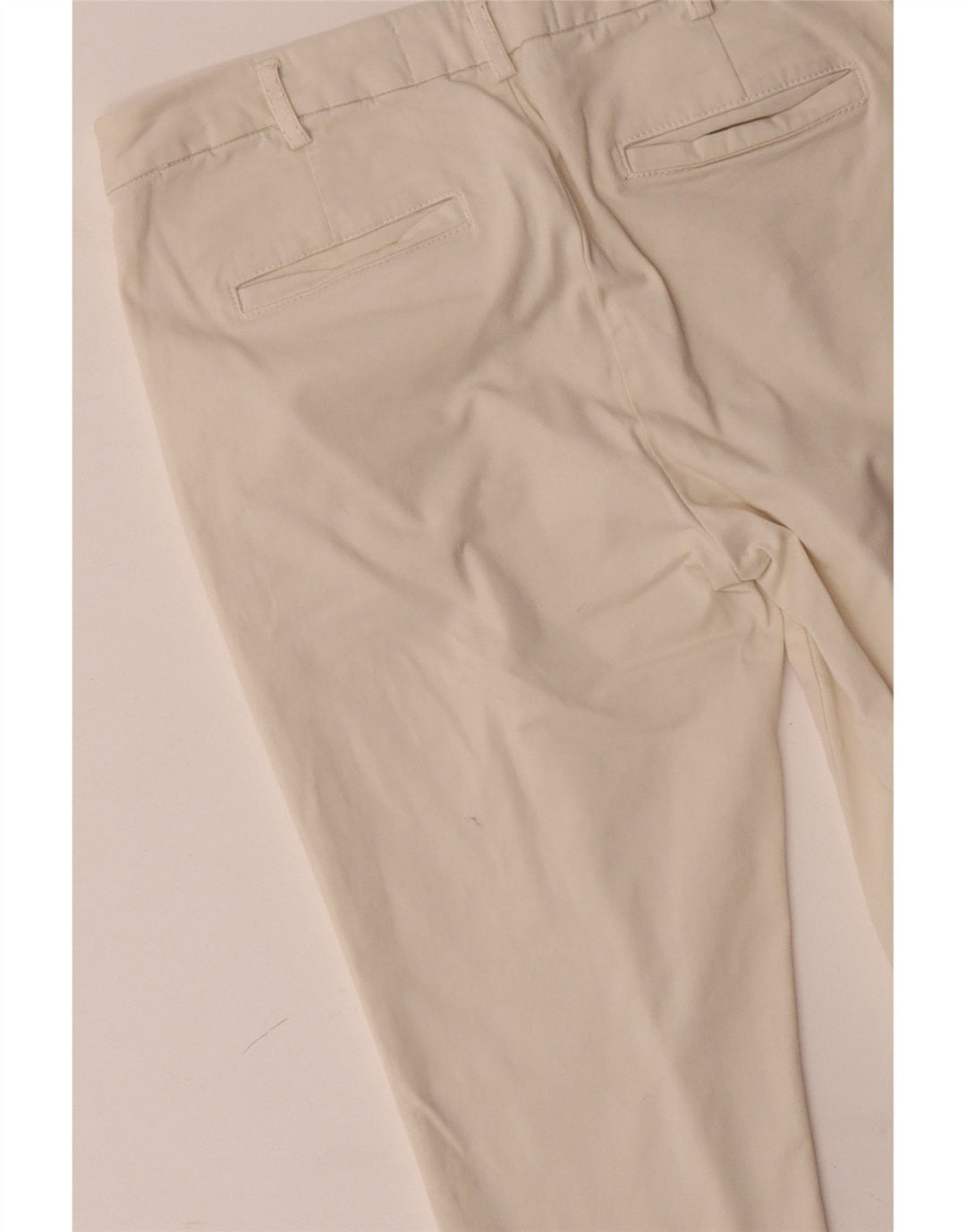 BENETTON Womens Slim Chino Trousers UK 12 Medium W32 L28 Off White Cotton