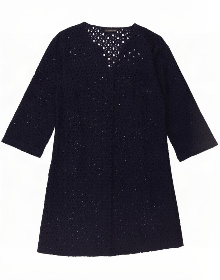 The White Company Womens Beach 3/4 Sleeve Basic Dress UK 10 Small Navy Blue