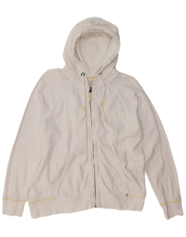 FAT FACE Mens Zip Hoodie Sweater Large White Cotton