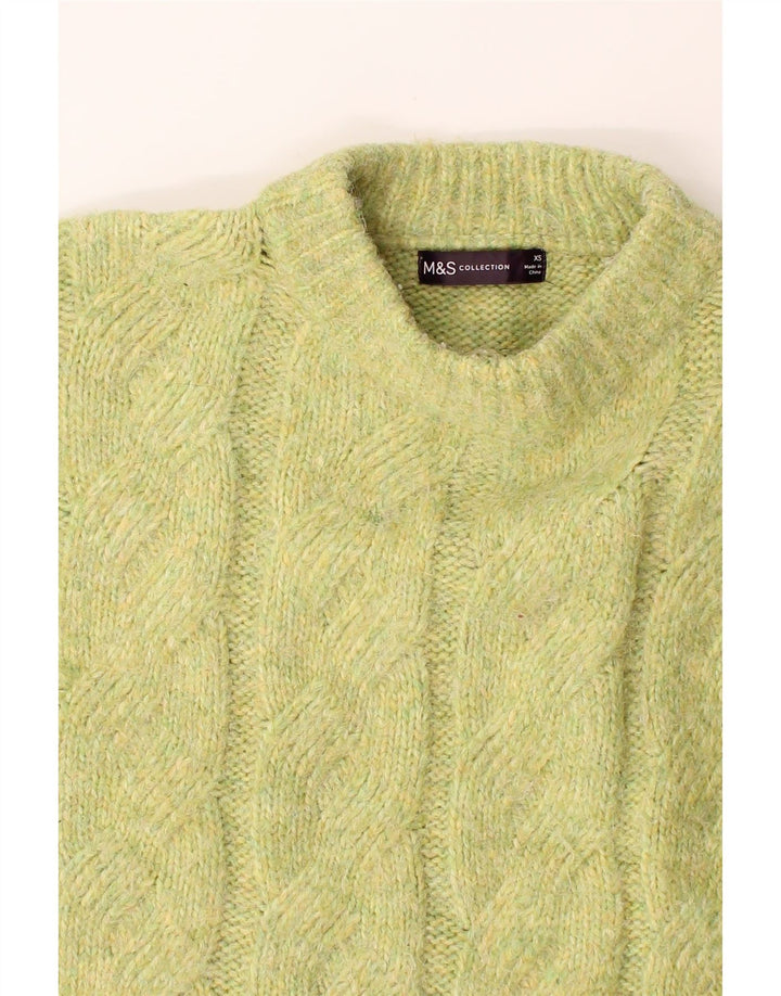 MARKS & SPENCER Womens Crew Neck Jumper Sweater UK 6 XS Green Polyester Vintage Marks & Spencer and Second-Hand Marks & Spencer from Messina Hembry 