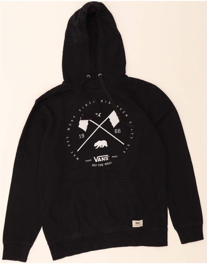 VANS Mens Graphic Hoodie Jumper Small Black Cotton Vintage Vans and Second-Hand Vans from Messina Hembry 